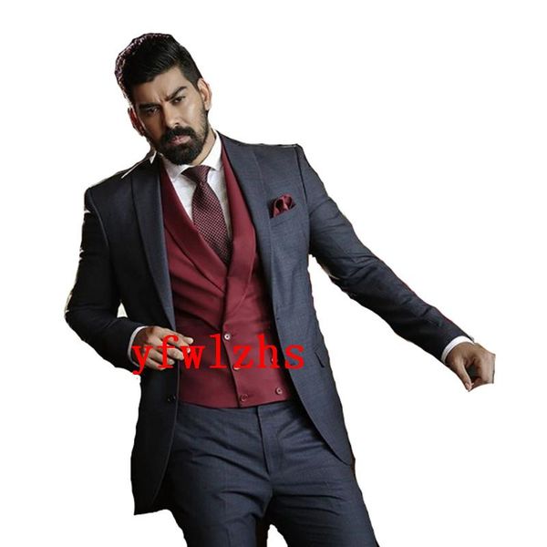 

handsome two buttons groomsmen notch lapel groom tuxedos men suits wedding/prom/dinner blazer(jacket+pants+vest+tie) 145 men's & blazer, White;black
