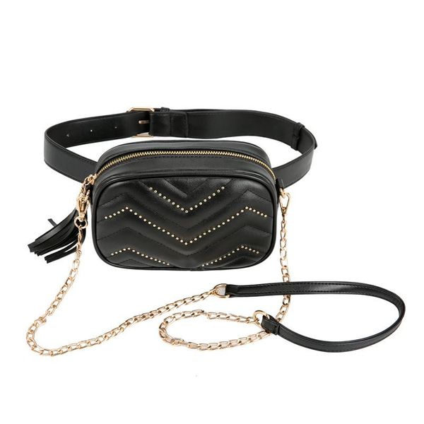 

women waist bags casual fanny pack simple leisure pu packs sac banane with crossbody chain strap purse
