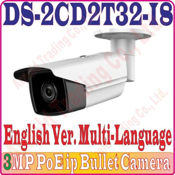 

english version multi-language ds-2cd2t32-i8 3mp exir cctv ip camera poe with 80m ir h265 hd cameras