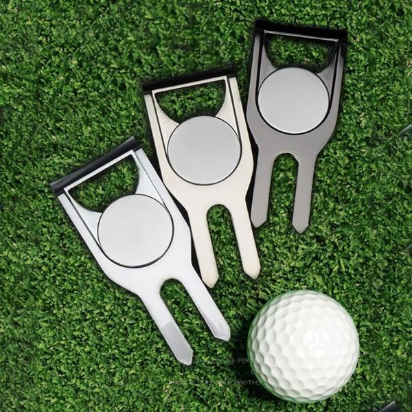 

golf training aids 1pcs divot repair tool pitch groove cleaner pitchfork with marker drop ship stainless steel fork