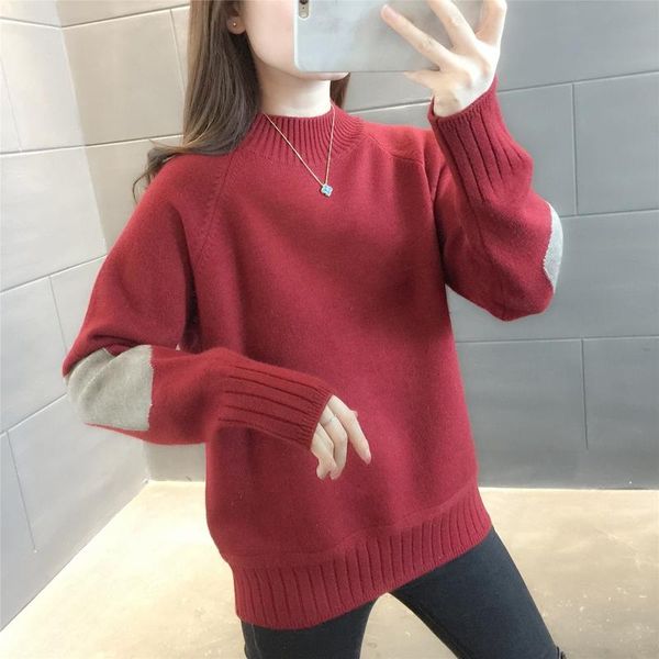 

women's sweaters room 217095, row 4, no. 5 real shooting sleeve color matching half high collar pullover sweater [1690] 47, White;black