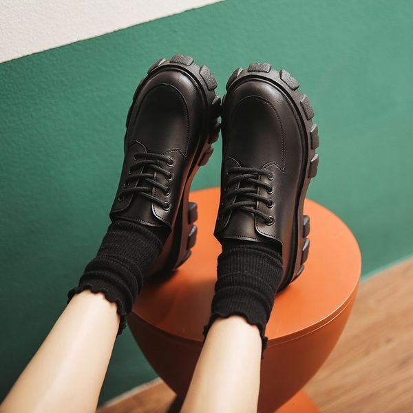 

dress shoes japanese school uniform jk student girls women kawaii lolita soft sister round toe platform low heel shoes zmj8, Black