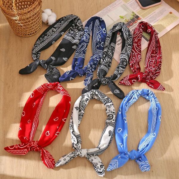 

korea fashion women bohemian sweet hair bands print headbands retro cross elastic band turban bandage accessories1