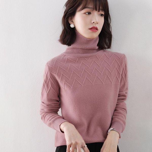

women's sweaters autumn winter 100% wool turtleneck sweater long-sleeved solid color knitted pullover short paragraph wild shirt, White;black