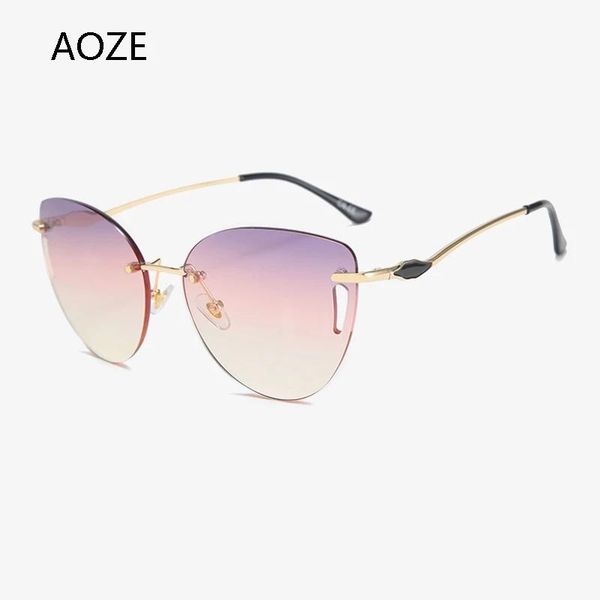 

sunglasses 2021 luxury hollow ladies fashion rimless casual, White;black
