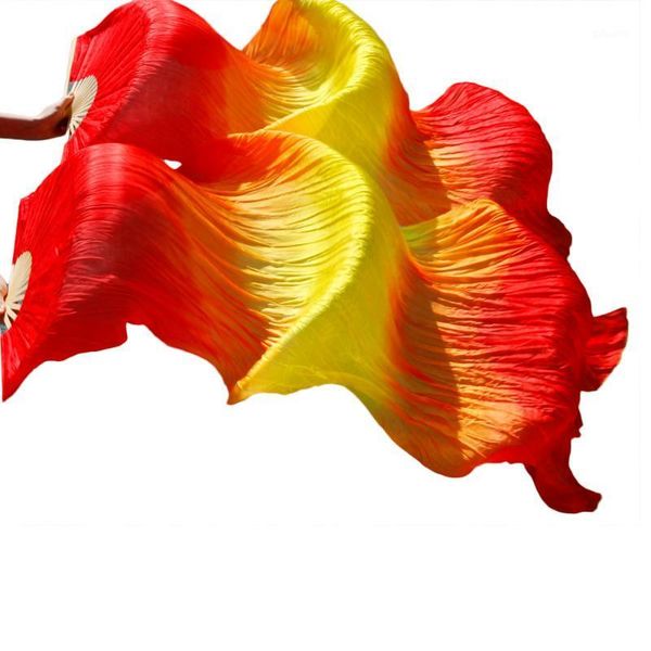 

stage wear 2021 female chinese silk veils dance fans pair of belly dancing red+orange+yellow+orange+red, Black;red