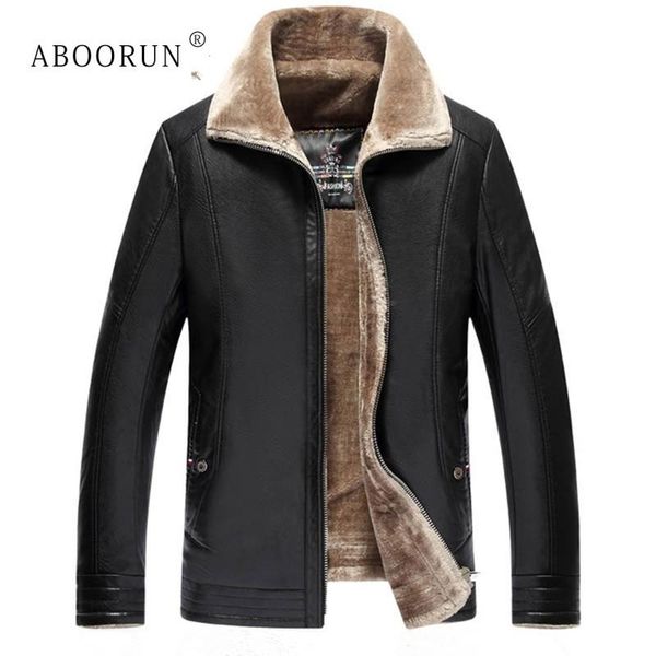 

men's fur & faux aboorun plus size 7xl winter leather jacket business woolen jackets black casual warm coat parka for male x004