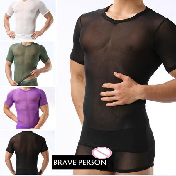 

men's body shapers lingerie wholesale undertakes foreign trade brave person white gauze short-sleeved t-shirt(not include boxers), Black;brown