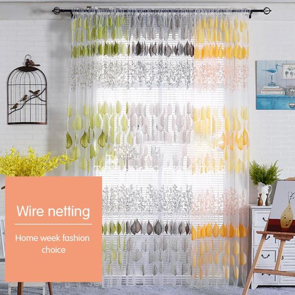 

leaf tree sheer curtain for kitchen bedroom window tulle living room home decoration & drapes