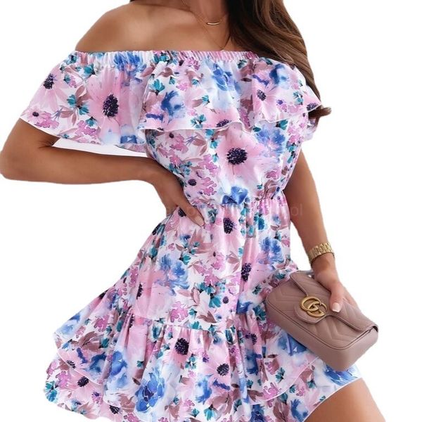 

2021 printed patchwork ruffle one neck s, Black;gray