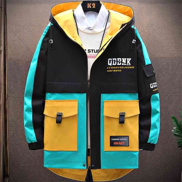 

men hooded jacket spring autumn men's casual streetwear slim windbreaker man clothing 3xl 210811, Black;brown