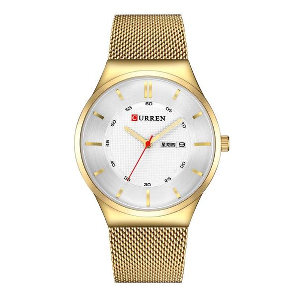 

wristwatches curren 8311 men's fashion casual watch quartz stainless steel band mens business week date, Slivery;brown