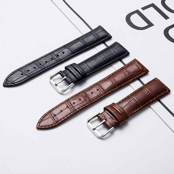 

watch bands band strap for genuine leather watchbands size 10 12 14 16 18 19 20 21 22 24 mm black wristband bracelet, Black;brown