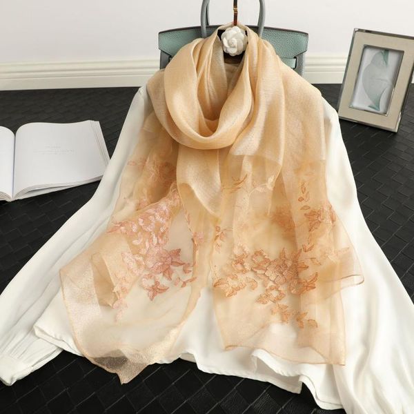 

scarves lady floral embroidery silk wool scarf luxury women hijab female foulard pashmina stoles shawl wrap headbands bandana, Blue;gray