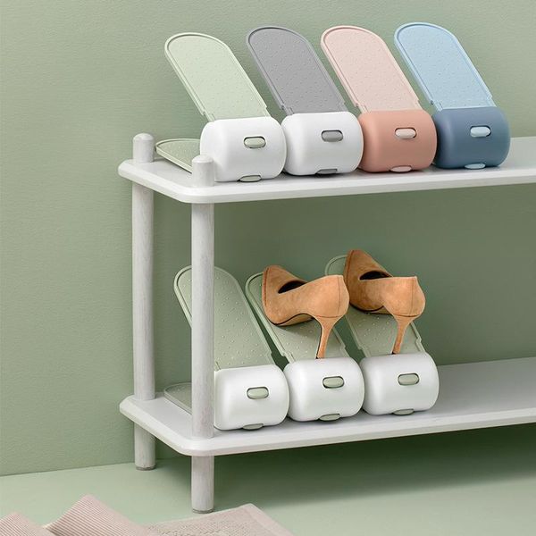 

clothing & wardrobe storage double layer shoes rack adjustable shoe slot stackable household space-saving holder organizer shelf