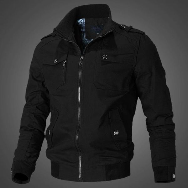 

men's jackets autumn jacket casual fashion tooling simple style long-sleeved multi-pocket zipper stand-up collar military top, Black;brown