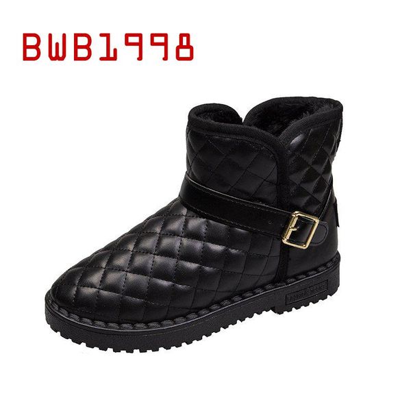 

boots bwb1998 black women winter snow mid-tube plus velvet cotton shoes sleeve keep warm flats