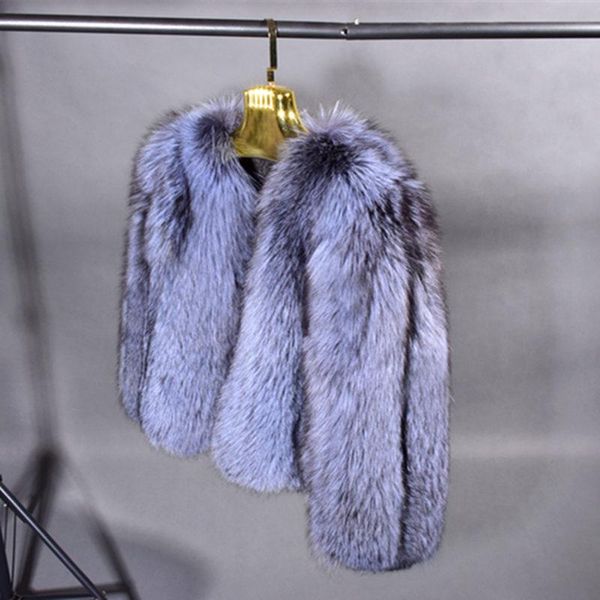 

women's fur & faux brand coat silver skin fashion women winter warm, Black