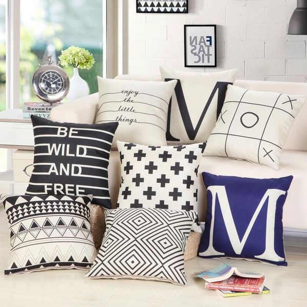

pillow mediterranean style letter almofadas 45x45cm linen decorative cushion cover cushion/decorative