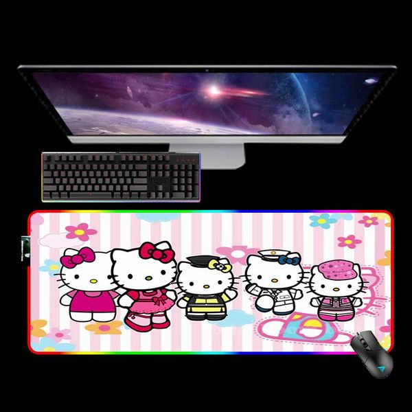 

mouse pads & wrist rests cute kawaii hellos cat kitties rgb xxl mousepad gaming accessories pad desk mat mice keyboards computer peripherals