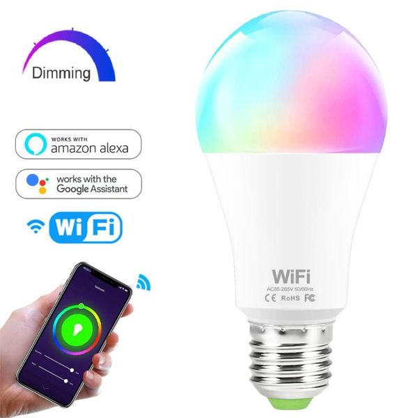 

bulbs 15w wifi smart light bulb e27 b22 rgb magic lamp dimmable led app operate compatible with amazon alexa google home