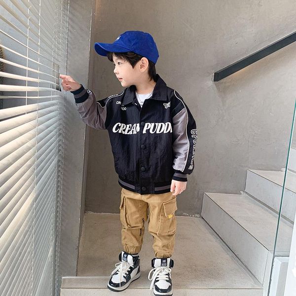 

jackets boys' coat children's wear 2021 spring and autumn fashion cool long sleeve handsome jacket 1-84, Blue;gray