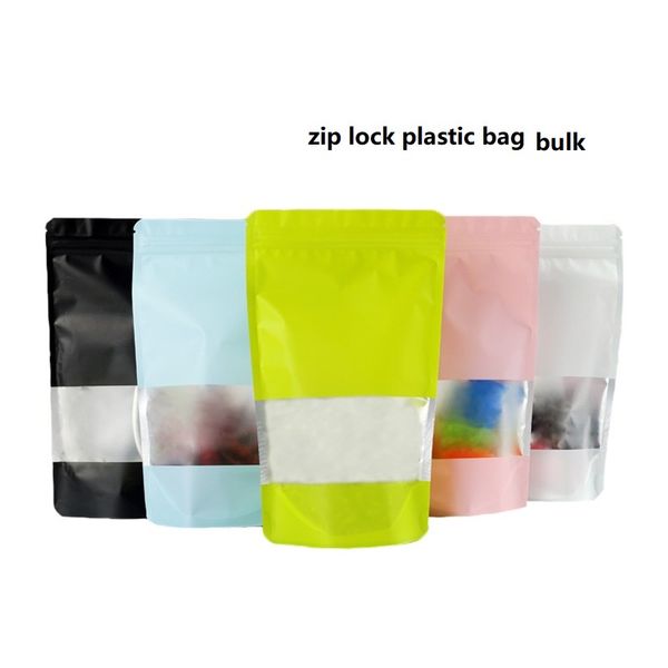 

plastic poly retail package bag resealable food storage aluminum foil stand up doypack window mylar bags custom packing baggie smell proof p