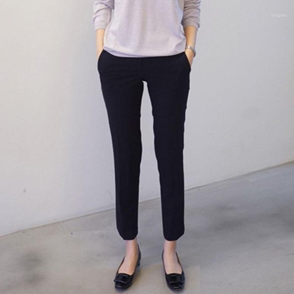 

women straight easing the drape nine points students show thin han edition smoke tube feet vocational west trousers, Black;white