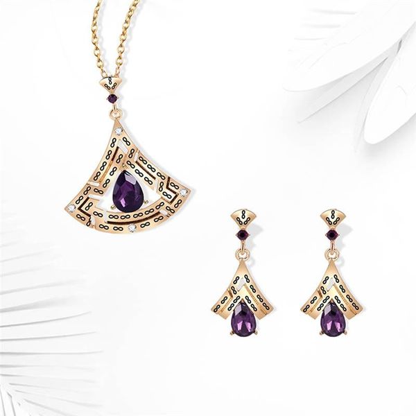 

earrings & necklace imixlot 3pcs/set jewelry set elegant crystal earring sets waterdrop rhinestone pedant gift, Silver