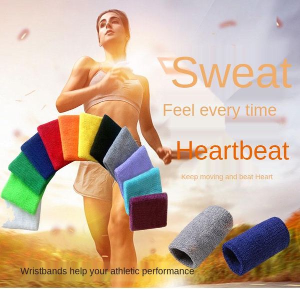 

wrist support protective gear colored cotton sweat-absorbent sports towel guards basketball badminton warm cuffs weight lifting, Black;red