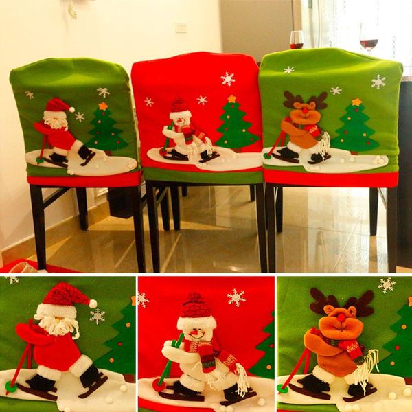 

chair covers for christmas santa claus snowman elk dinner decor