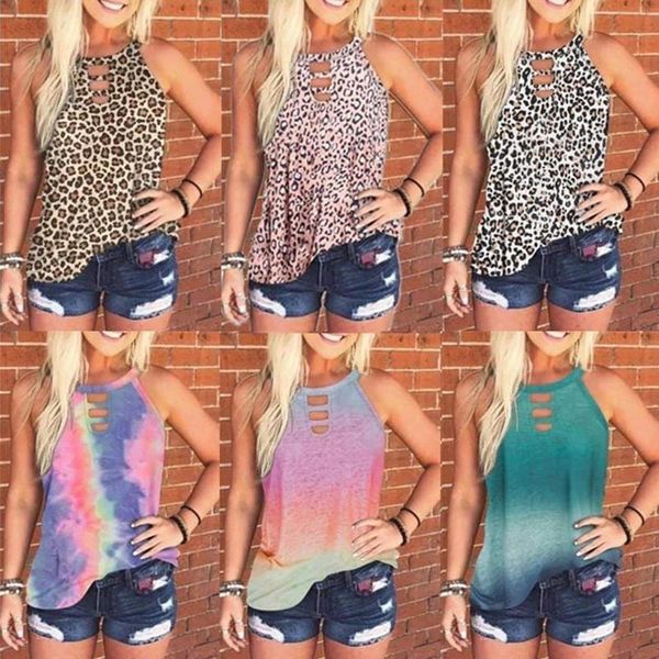

women's tanks & camis womens leopard/tie-dye sleeveless tank 2021 women summer v neck short sleeve vest loose shirts female plus size#0, White
