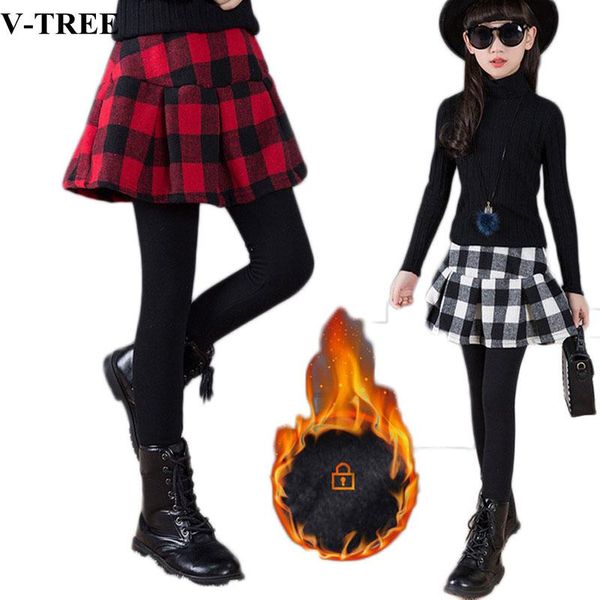 

winter pants for girls plaid children skirt thicken leggings warm kids trousers teenager 3-12t baby, Blue
