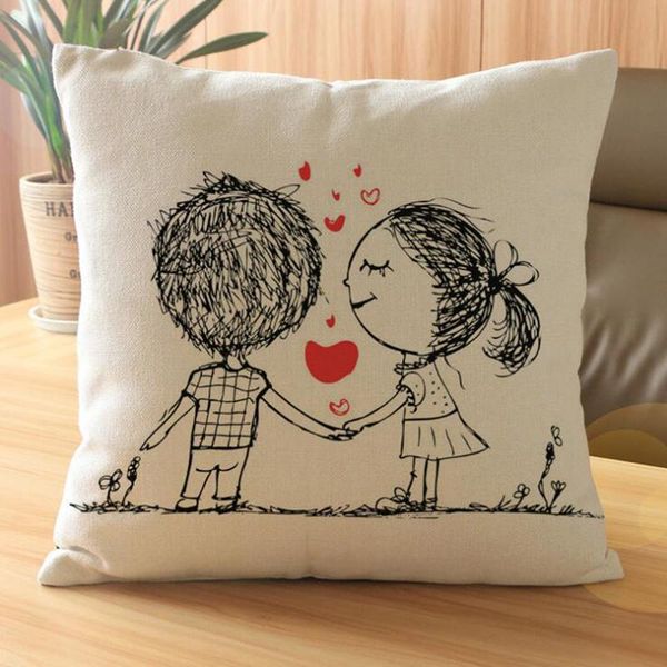 

cushion/decorative pillow cartoon couples case romantic lover cover home sofa decor valentine's day gift lovely sweet love cushion