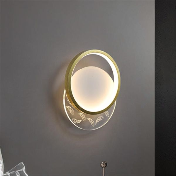 

wall lamps nordic ins feather round acrylic gold ring led lamp for bedroom hallway dining room loft decor fashion lighting fixtures