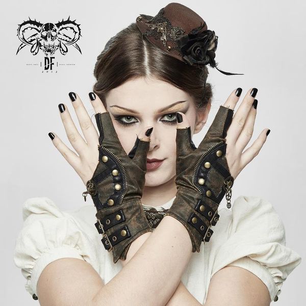 

devil fashion women' steampunk gloves punk novelty stage performance fingerless gloves, Blue;gray
