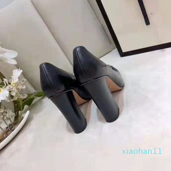 

luxury classic office professional thick heel shoes women's party 10cm size us35-41, Black