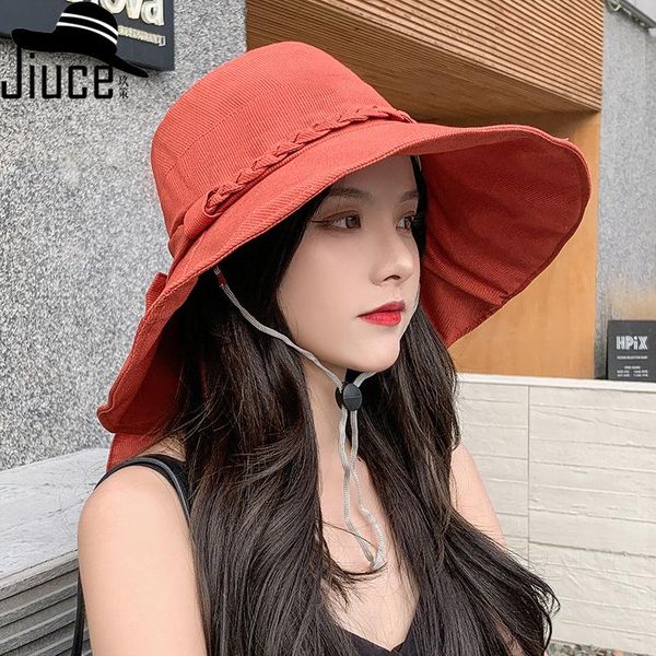 

wide brim hats cloth hat lady summer twist ribbon bow sunshade outdoor anti ultraviolet foldable big, Blue;gray