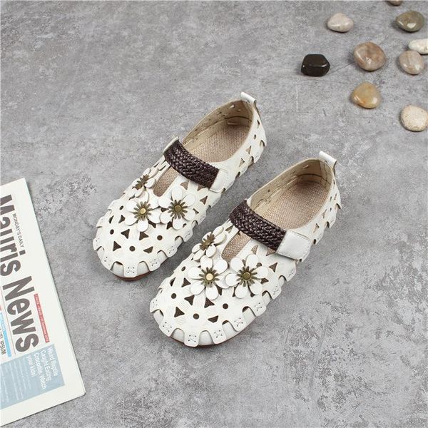 

sandals women's hollow retro baotou 2021 summer soft-soled flowers women shoes slip-on flats zapatos de mujer, Black
