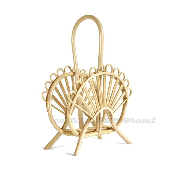 

other home decor portable rattan book rack handmade peacock shape decorative magazines spapers picture books storage basket