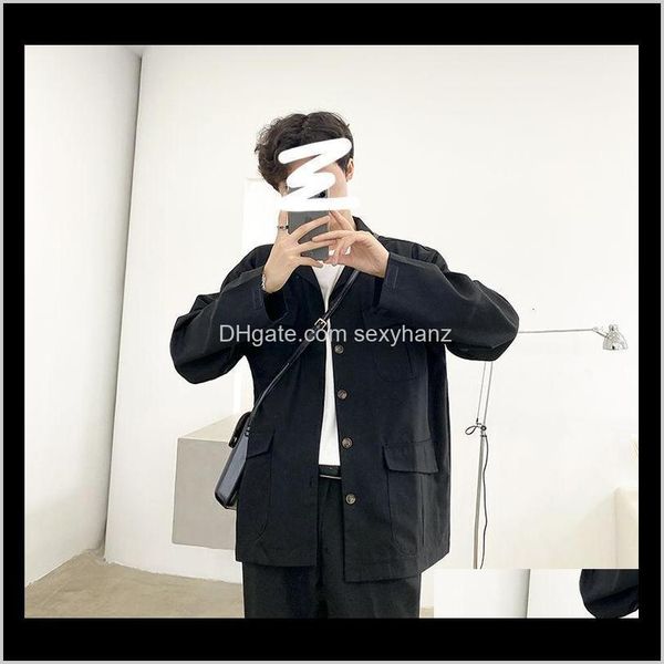 

jackets outerwear & coats clothing apparel drop delivery 2021 spring and autumn youth mens solid color multi-pocket tooling jacket fashion c, Black;brown