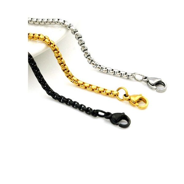 

stainless steel bead chain men's square keel necklace jewelry, Silver