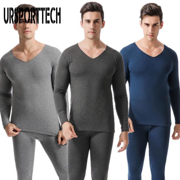 

men's thermal underwear ursporttech for men sets thermo long johns winter set homme clothing, Black;white