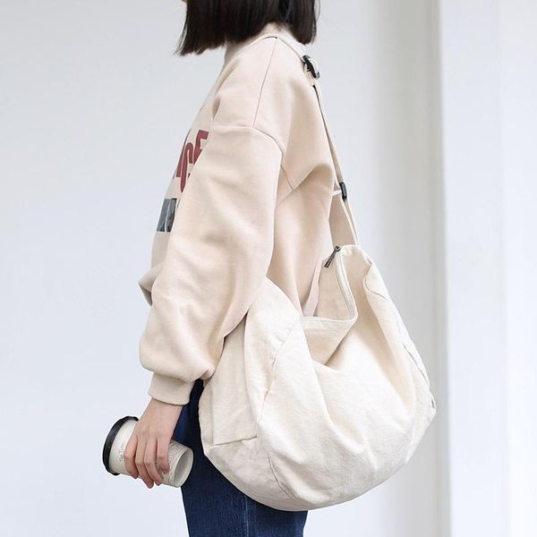 

totes simple student canvas bag leisure forest literature shoulder online celebrity solid color zipper messenger