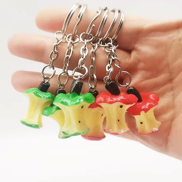 

2021 fashion keychain fruit series apple core keyring pendant creative resin apple diy jewelry accessories gifts, Silver