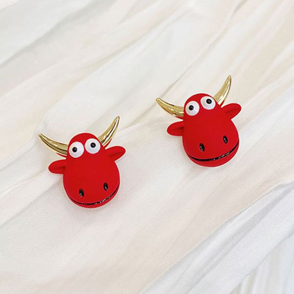 

s925 silver needle guofeng earrings girls xiao niu red calf net benmingnian