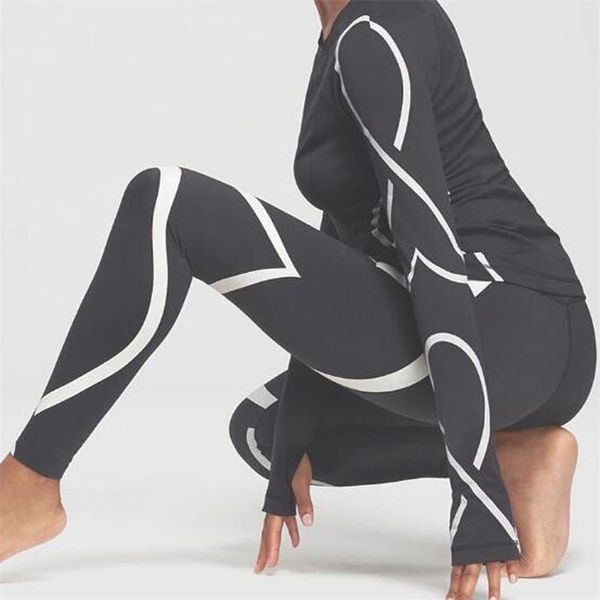 

new arrival black white fitness leggings women striped leggings fitness skinny legging sporting workout pant sweatpants pants 210426