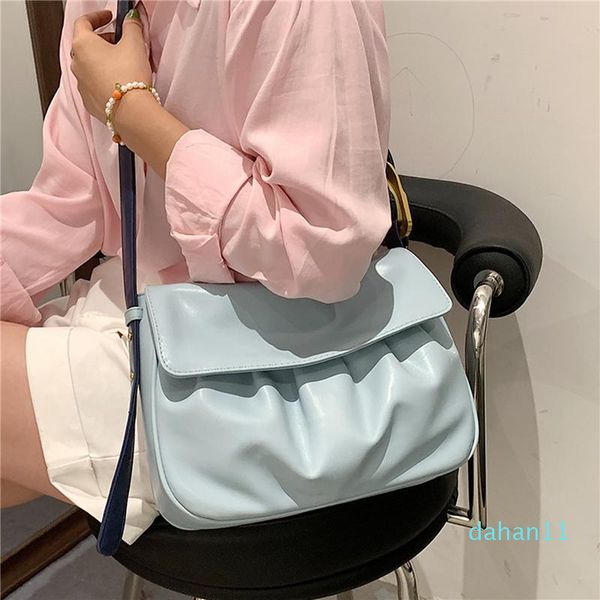 Akşam Çanta Tasarım Basit Flap Yumuşak PU Deri Omuz Kadınlar Için Crossbody Çanta 2021 Trends Yeşil Okul Çanta Ve Çantalar Mavi