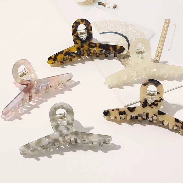 

acrylic hairpins hair clip accetate leopard print large hair claws for women girl hair accessories headdress party gifts, Slivery;white