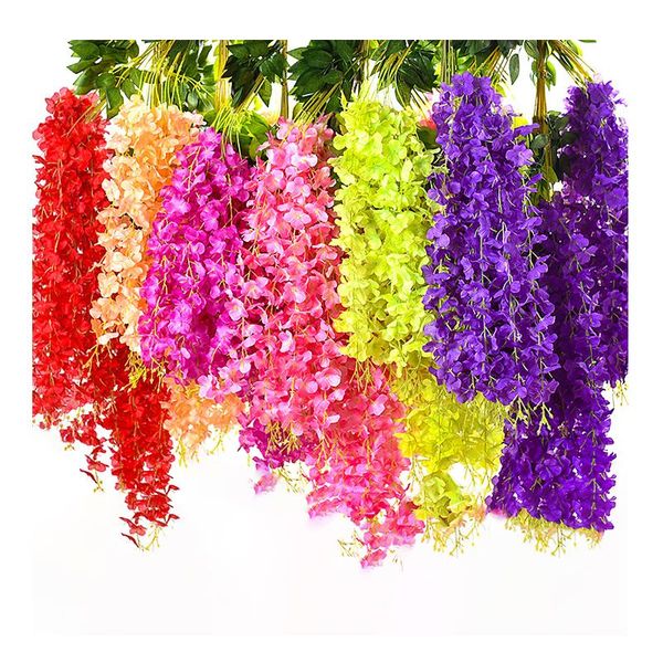 

decorative flowers & wreaths artificial plants simulation of wisteria garland hanging for wedding home office party garden craft art decor